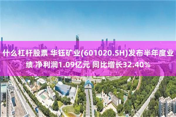 什么杠杆股票 华钰矿业(601020.SH)发布半年度业绩 净利润1.09亿元 同比增长32.40%